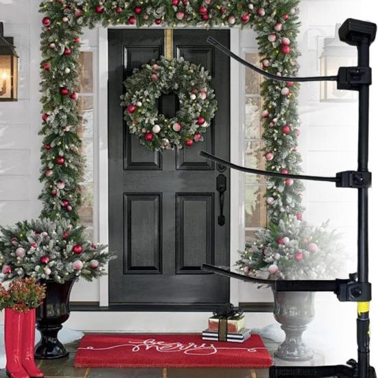 Adjustable Garland Hanger for Front Door Extendable Metal Plant Hanger with Hook No-Drilling Installation Christmas Halloween Decoration Holder