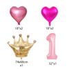4pcs Princess Birthday Party Decoration Balloons, 32 Inch Pink Number Balloon for Girls’ Princess Royal Birthday Decoration