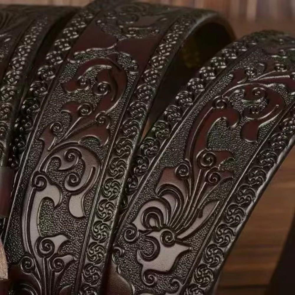 PU Embossed Leather Belt Embossed Waistband Retro Women's Faux Leather Belt