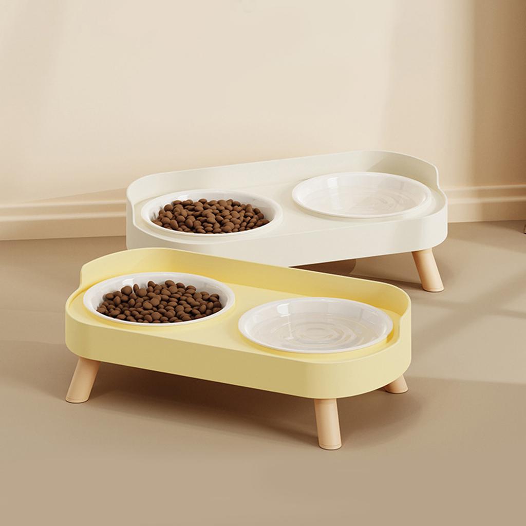 Elevated Cat Dog Food Water Bowl Set With Splash Guard Nonslip Base And Double Container For Small Pet Dishwasher Safe