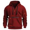 Men's Casual Zip-Up Hoodie with Kangaroo Pocket - Thick, Warm Polyester Blend for Fall and Winter, Oversized Hoodie