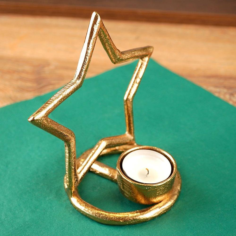 Ster Kaarsenhouder Metaal Goud Kerst Theelicht Kaarsenstandaard