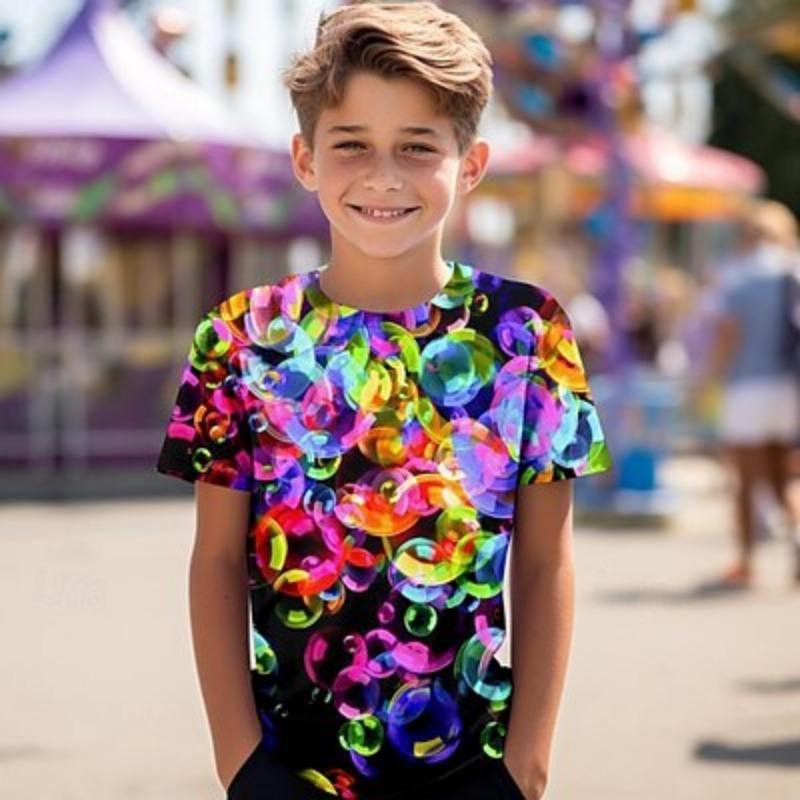 Boys 3D Shirt Short Sleeve 3D Print Summer Active Sports Fashion Polyester Kids 3-12 Years Crew Neck Outdoor Casual Daily Regular Fit