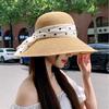 French Hepburn Style Straw Hat Light Luxury Fashion Seaside Beach Sunscreen Hat Summer Large Brim Sunshade Sun Hat