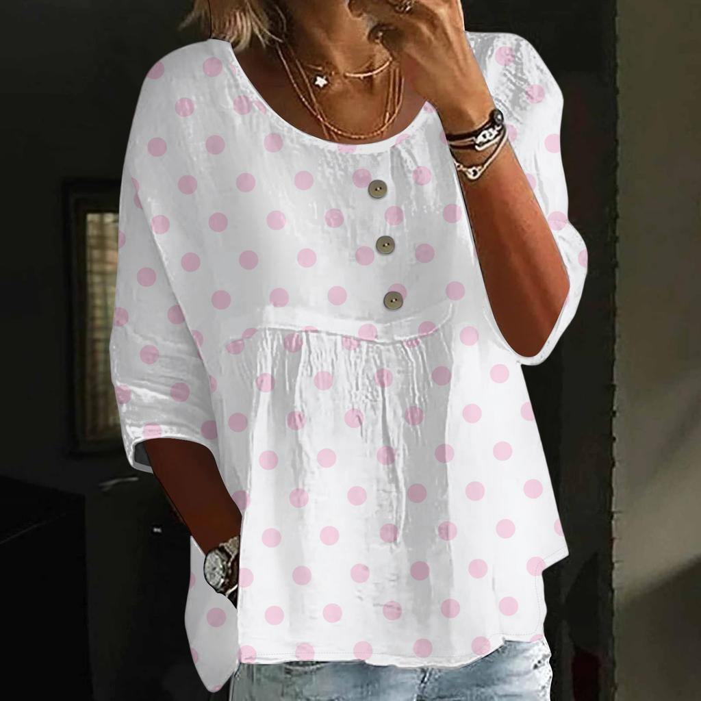 Linen Shirts For Women 3/4 Sleeve Button Down V Neck Summer Tops Dressy Casual Cute Shirts