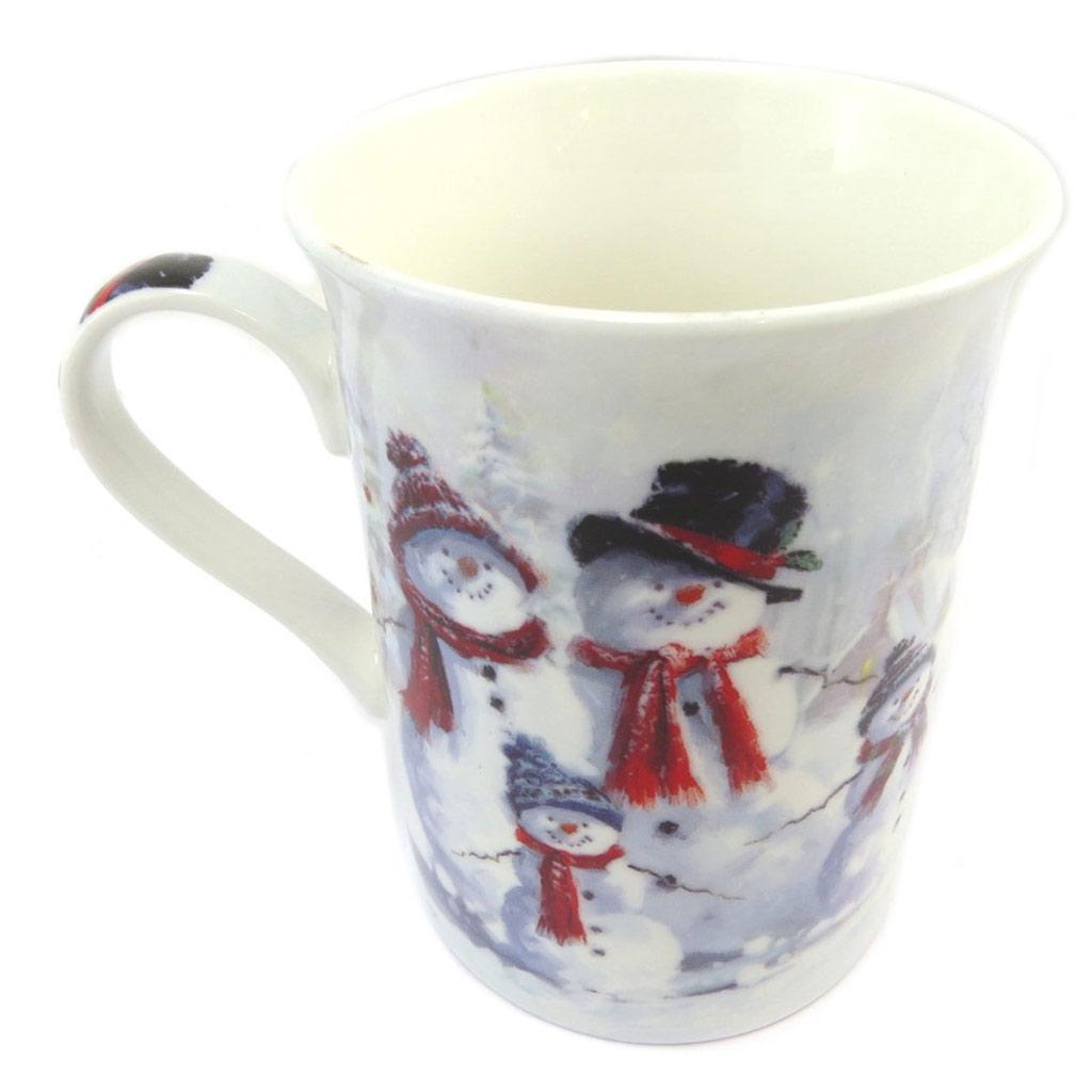 Les Trésors De Lily [P5217] - Porcelánový hrnek 'Sněhulák' bílý šedý - 10x7. 2 cm