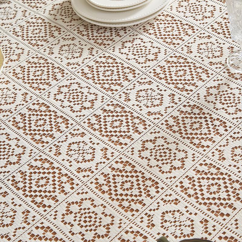American Retro Pastoral Hollow Crochet Tablecloth Rectangular Round Dining Table Coffee Table Tablecloth Cabinet Cover Towel Household