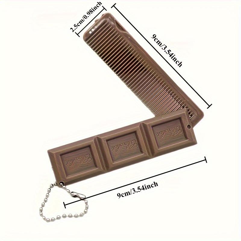 1 Stück Schokoladenförmiger Faltkamm mit Spiegel - Langlebiger ABS-Kunststoff, Kompakt & Tragbar für Studenten, Reisen, Partys