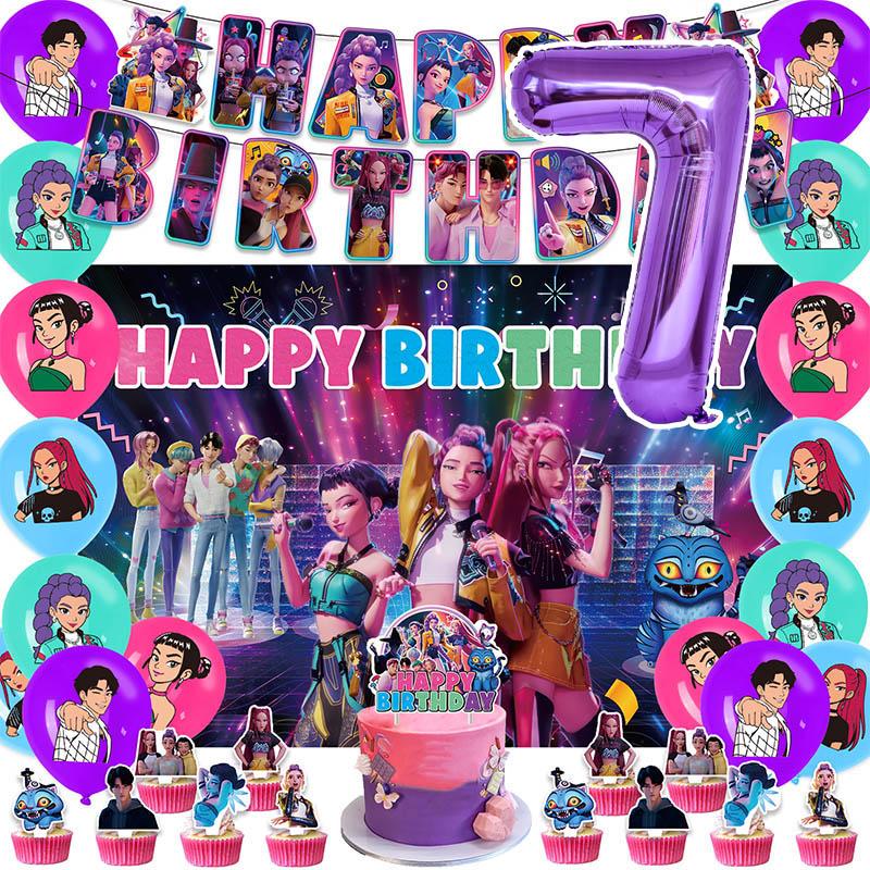 Set Tacâmuri de Petrecere de Unică Folosință Kpop De Hunter Tragere de Steag Petrecere de Ziua de Naștere Coreean Kpop Petrecere Anime Celebrare Consumabile Picnic Deco