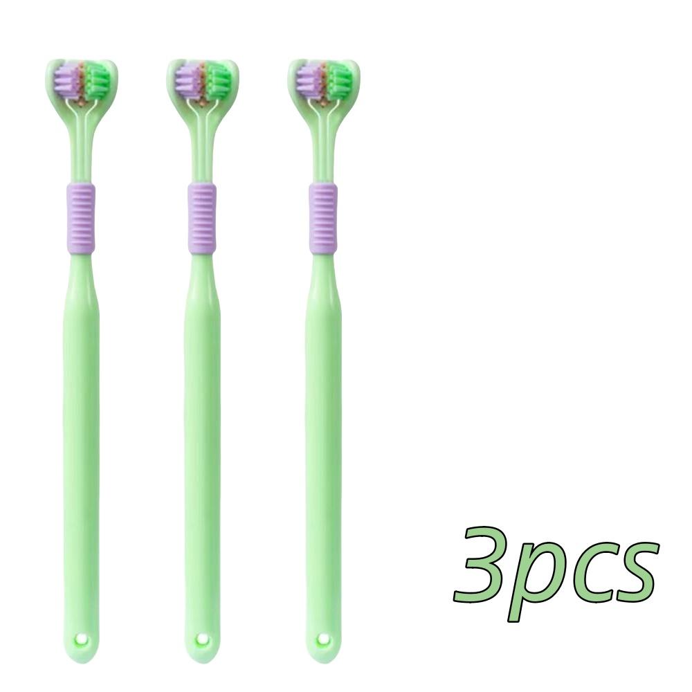 4pcs Soft Bristle 3-sided Toothbrush Gentle Clean Adult Teeth Brush for Complete Gum Care Autism Sensory Design Oral Health Tool