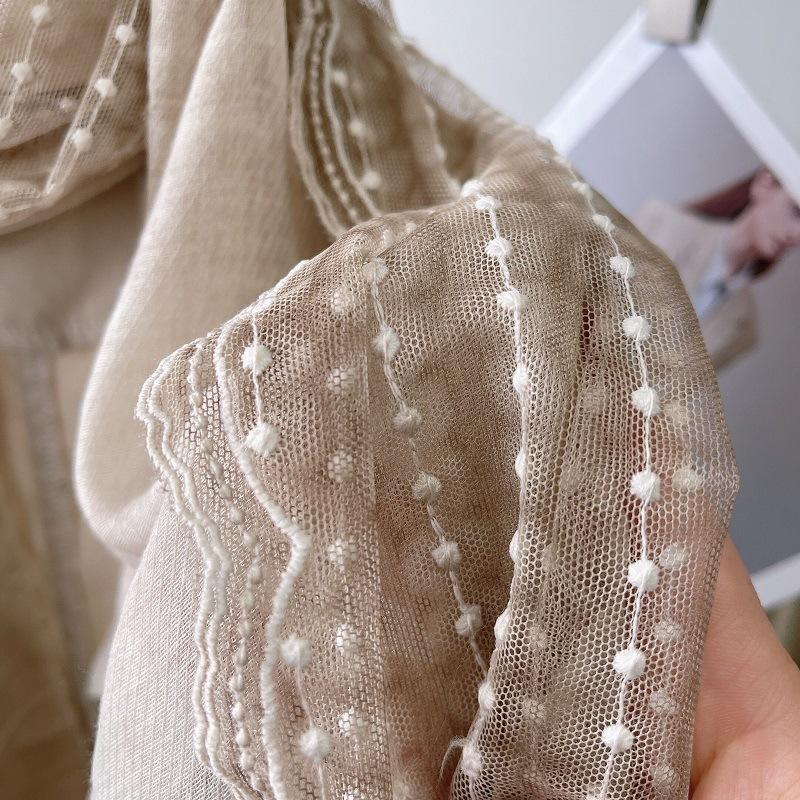 Linien Farbige Spitze Baumwolle Leinen Dünner Schal für Frauen Im Winter Schal Frühling und Herbst Modischer Schal Seidenschal Einfarbig Gaze Schal