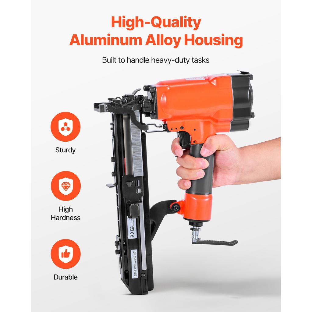SucceBuy Pneumatic Staple Gun 16 Gauge 1-inch Wide Crown Pneumatic Stapler 5/8" to 1-1/2" Length for Roof Decking Wall Sheathing