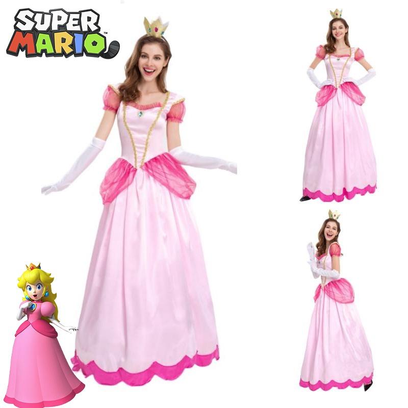 Mario Prinzessin Kostümkleid mit Lycra-Stoff für Halloween-Bühnenauftritte
