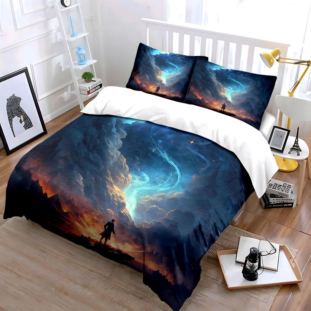 Fantasy Adventure Landscape Artwork Set Soft Comfortable Duvet Cover Bedding Set Included 1*Duvet Cover & 2*Pillowcases,Gift