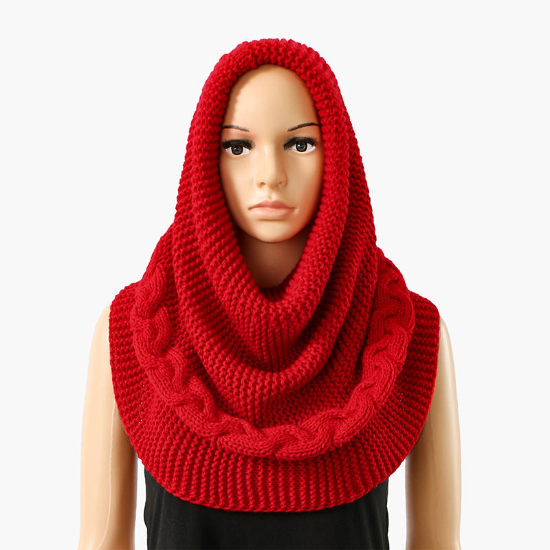 Podzim Zima Dámský Copánkový Žebrovaný Kruhový Šál Elegantní Módní Jednobarevný Šátek Šála