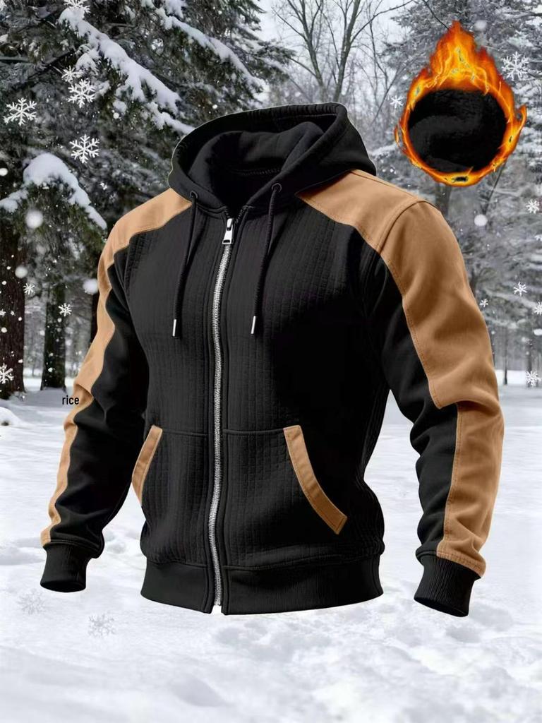 Men's Warm Double-Layer Zipper Hoodie - Casual Autumn/Winter Long-Sleeve Sweatshirt