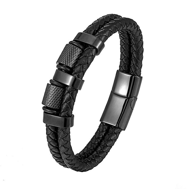 

Красивый мужчина причудливый счастливый бусины нить украшение плетеный кожаный шнурок браслет минималистичная мода крутой черный ручной шнур мода мода Black extra large for wrist