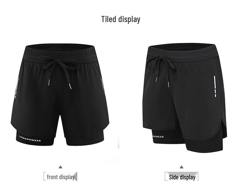 Men's Two-in-One Quick-Dry Running Shorts - Breathable, lightweight, and perfect for marathon training and beach sports.