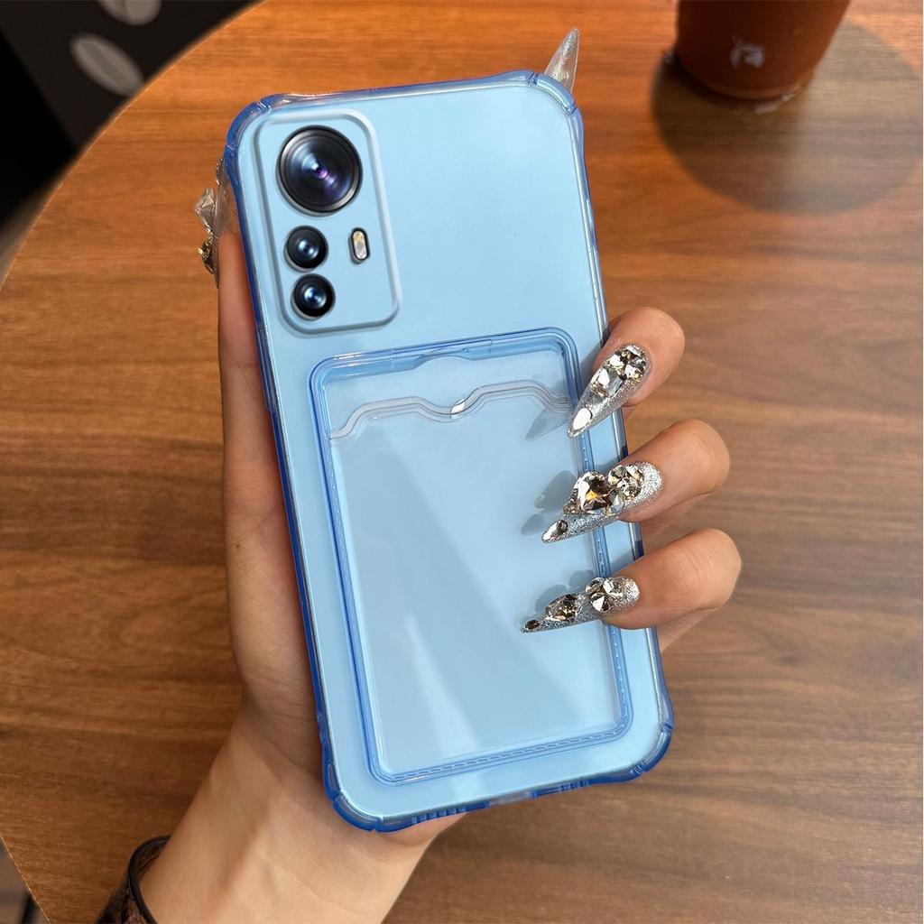 Shockproof Clear Casing for Xiaomi 12T Pro,12T,12X,Mi 12 Lite,Redmi Note 12S 4G with Cardholder Case