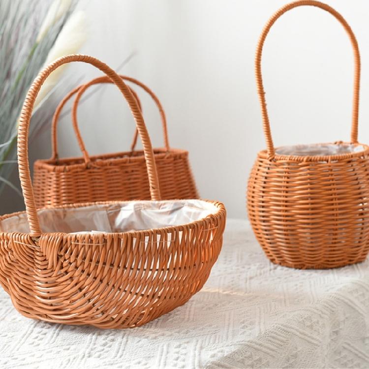 Handwoven Floral Basket Rattan Storage Basket for Picnics and Outdoor Activities