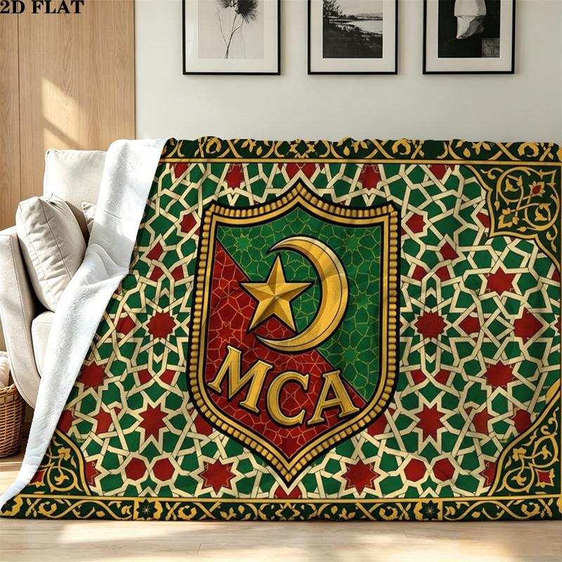 MCA MOULOUDIA LOGO Print Flannel Blanket High Quality Warm Comfortable Cover for All Seasons Perfect for Gifts Home Decor