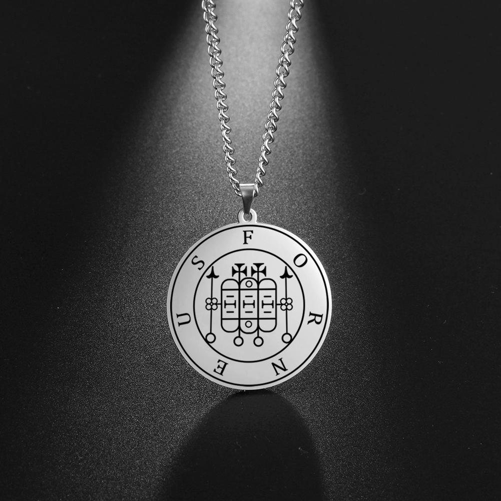 LIKGREAT Edelstahl Kleiner Schlüssel Salomons Okkultes Siegel 72 Dämonen Medaillon Halskette für Männer Frauen Pagan Kabbala Amulett