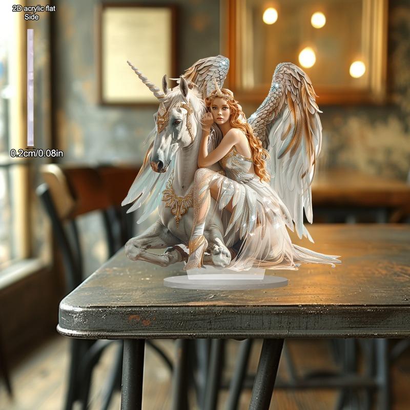 Angel and Horse, Ponytail Home Tabletop Decorations, Home and Office Desktop Decoration, Unique Gift for Nature Enthusiasts, Nurseries, Home Desk Liv