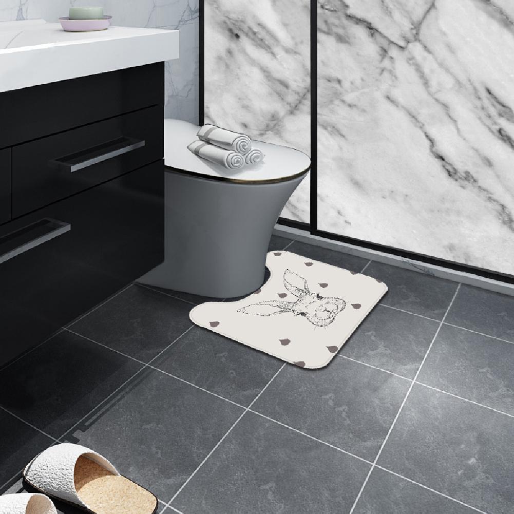 U-shaped Toilet Mat Non Slip Absorbent Bath Commode Contour Rug Floor Carpet For Bathroom Sink 44*50cm