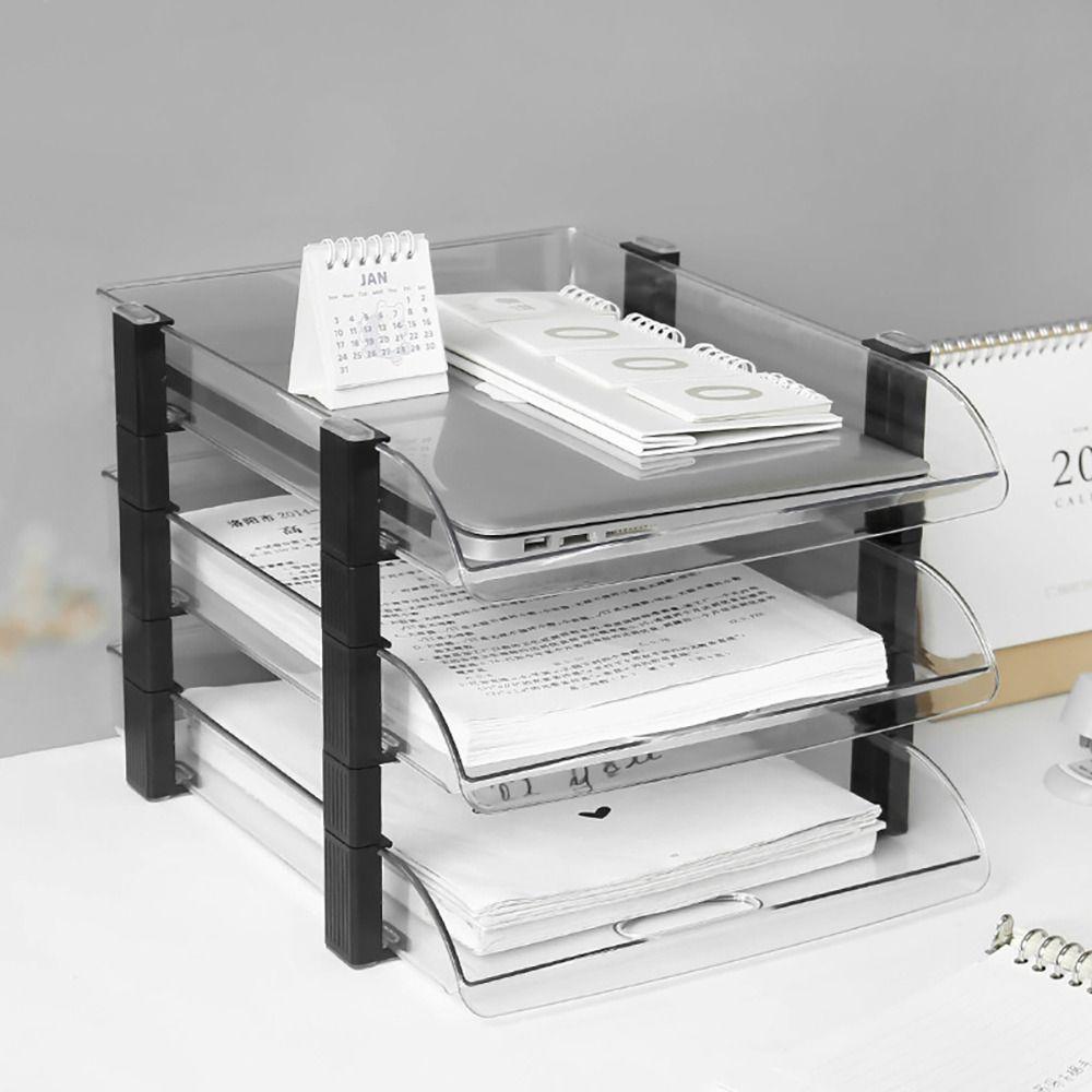 

Transparent File Rack Acrylic File Storage Tray Convenient Papers Rack