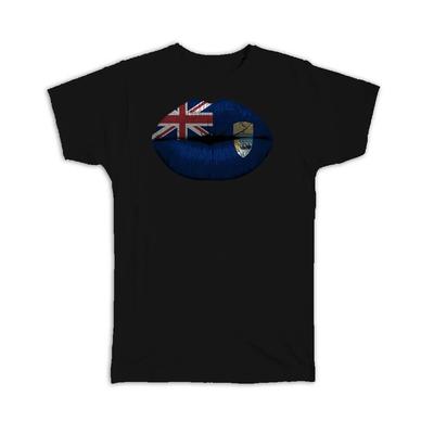 Gift T-Shirt : Lips Saint Helena Flag Expat Country For Her Woman Feminine