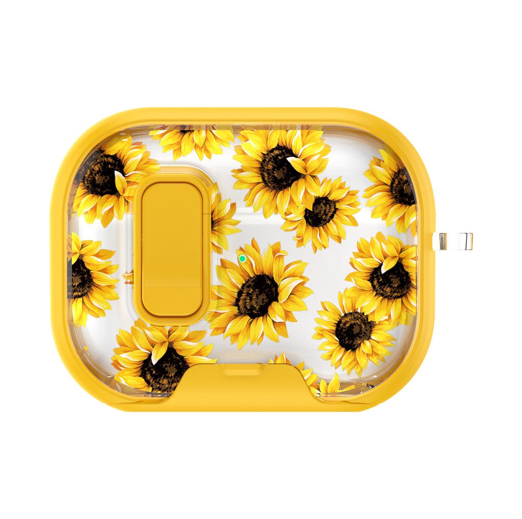 Latch Painted All-inclusive Earphone Case for AirPods Pro 3 & AirPods 4 Pro2 Cover with Switch Safety Lock+Bottom Stand Bracket