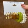 Colorful Resin Earrings Set  Pearl Hoop Candy Color Metal Mix Match 2024 New Style for Women Wedding Party Earrings