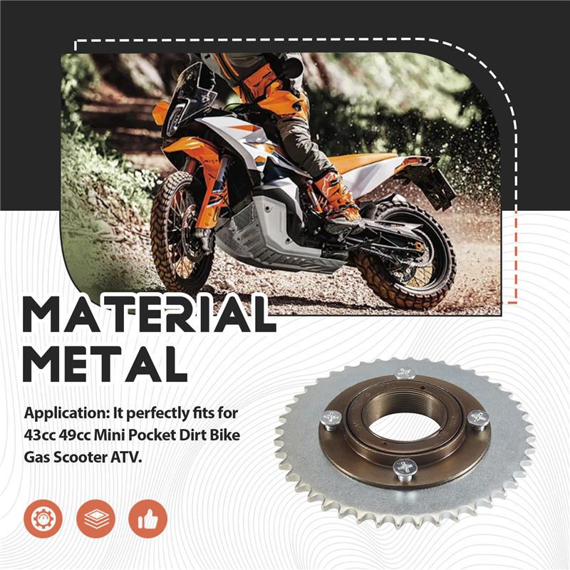 Precise 78Mm OD 4 Hole Toothless Flywheel + T8F 44T 54Mm Rear Chain Sprocket Fits For 43Cc 49Cc Mini Pocket Gas Scooter ATV