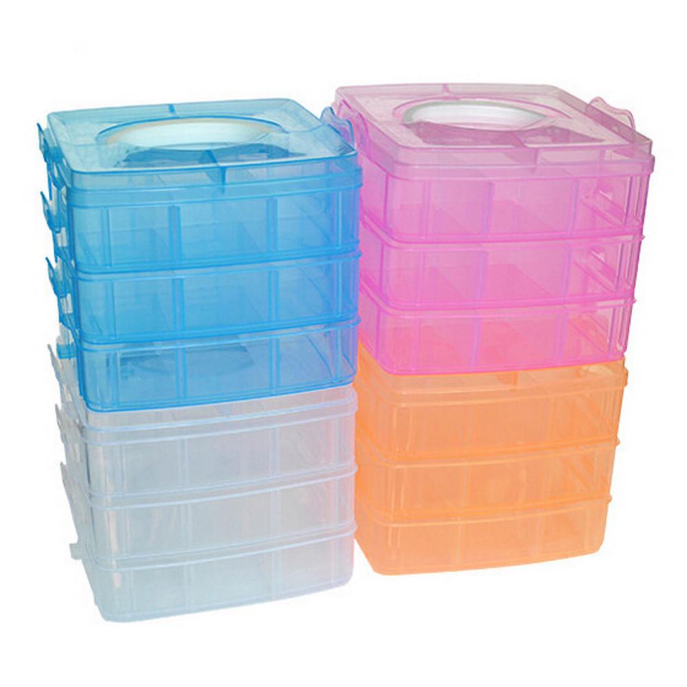 Clear Plastic Craft Beads Jewellery Storage Organizer Tool Box Case