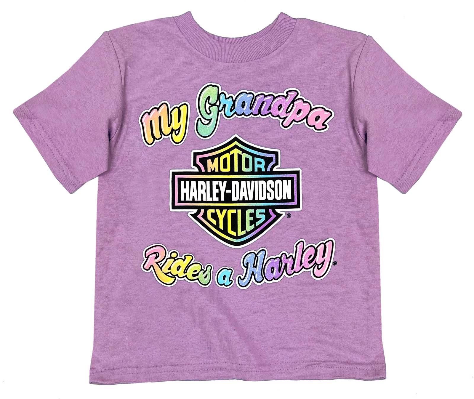 Harley-Davidson Little Girls My Grandpa Rides a Harley Short Sleeve Tee (2T) 2XL