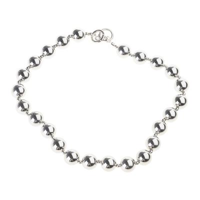 Elegante Collar de Cuentas Hecho a Mano Cadena para Clavícula de Aleación Adorno de Cuentas Plateadas