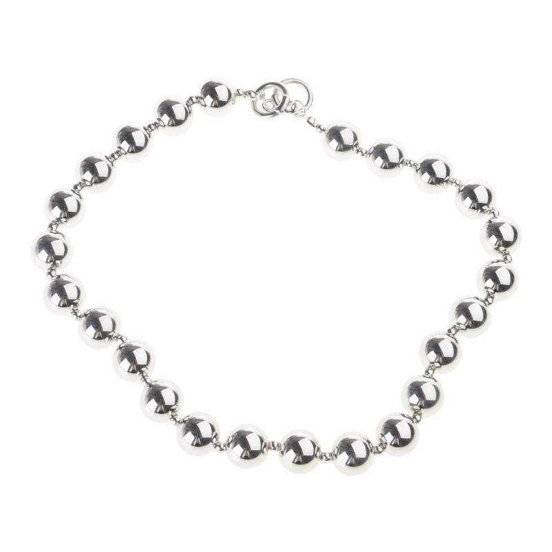 

Handcrafted Alloy Beaded Neckchain Fashionable Silver Beaded Necklace Adjustable Length Clavicle Chain Choker 1