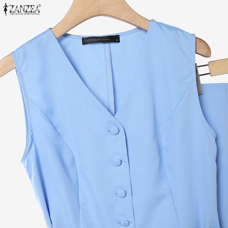 ZANZEA Women Sleeveless Vest Tops and Fishtail Skirts Casual Two Piece Suit Sets
