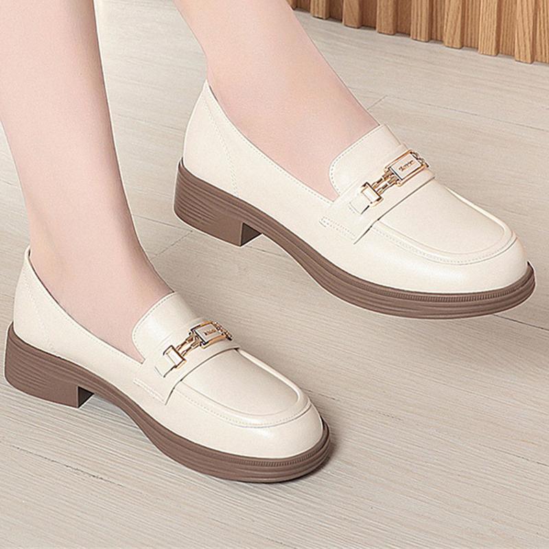 Fashion Leather Shoes For Women In Spring 2025 New Low Heel Women's Shoes Women's Single Shoes Versatile Loafers Soft Sole Comfortable