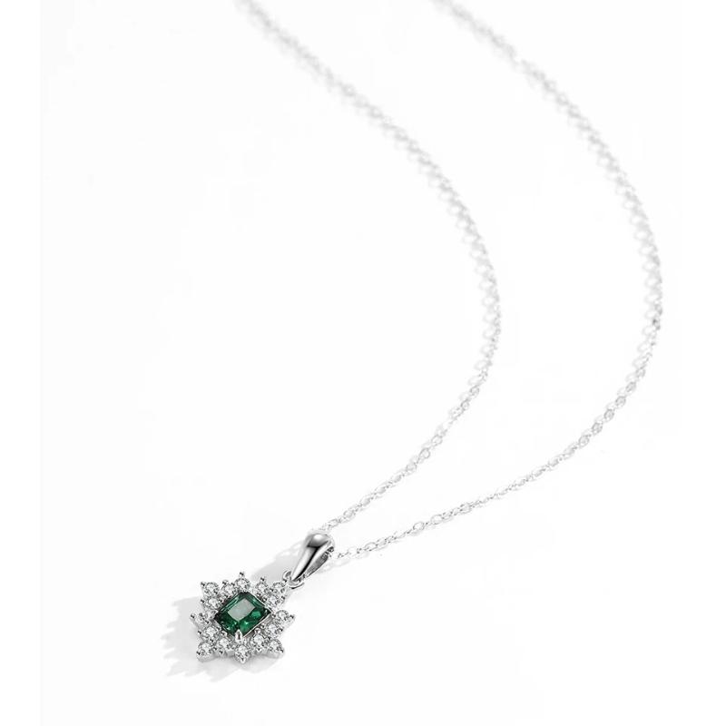 

Ailmay Sterling Silver Retro Rectangle Green Zircon Pendant Necklace for Women Wedding Anniversary Gift Fashion Jewelry