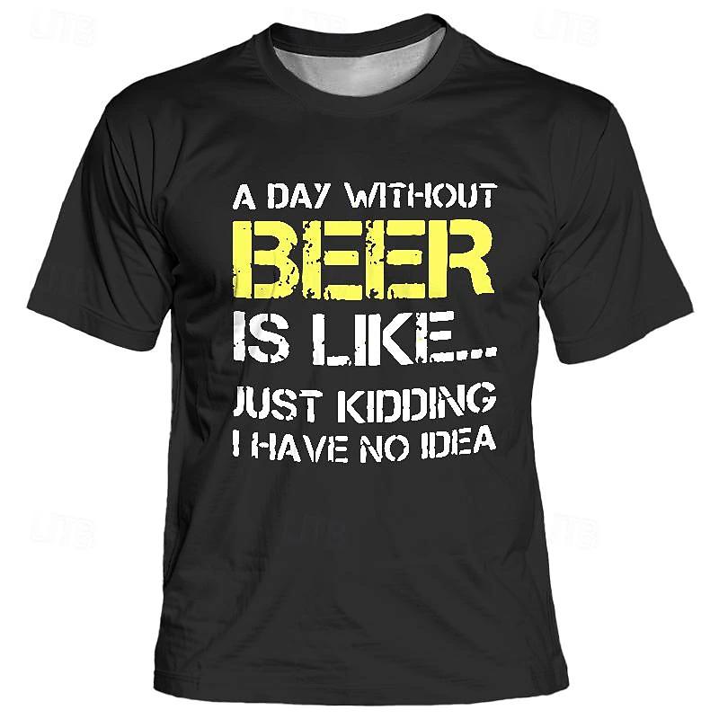 Summer Men's Clothes Fashion I Like Beer Graphic Short-sleeved T-shirt O-Neck Short Sleeve Tee Oversized Loose T-shirts Man
