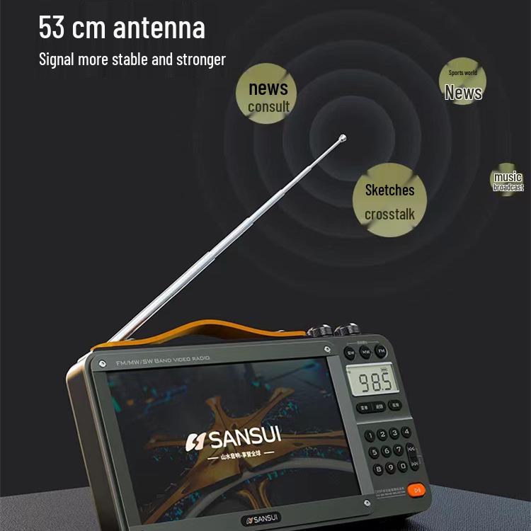 Sansui F51 7" Video Radio: Bluetooth Storytelling & Opera Player for Seniors with Card Slot