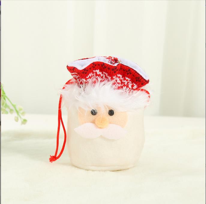 15PCS Flannel Apple Bag Christmas DIY Drawstring Bag Holiday Atmosphere Gift Bag Party Gift Snowman Elk Fun Packaging Bag