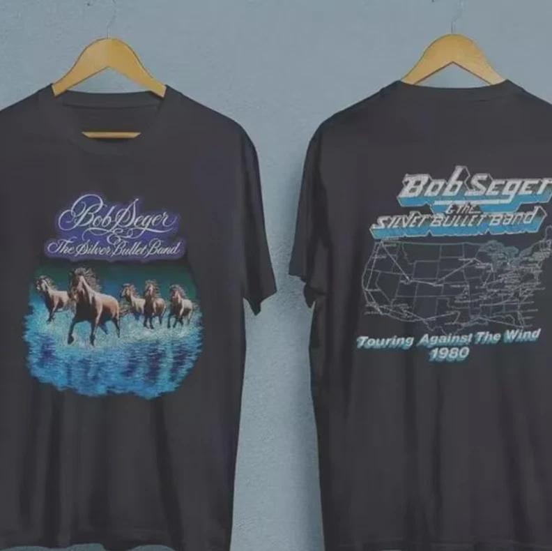 Bob Seger 1980 Vintage Tour Graphic Tee – Double-Sided Print on New Gildan Shirt S
