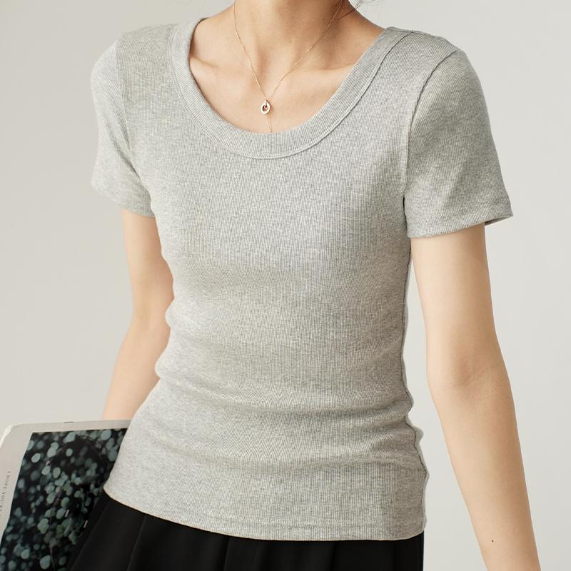 Tricou de damă, cu decolteu în U, cu mâneci scurte