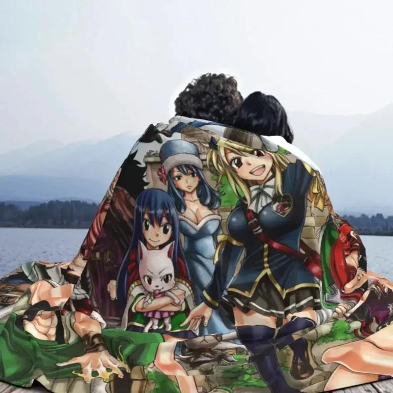 Natsu Erza Gray Lucy Happy Blankets Fairy Tail Anime Fuzzy Throw Blanket Summer Autumn Winter Decoration Soft Warm Bedspreads