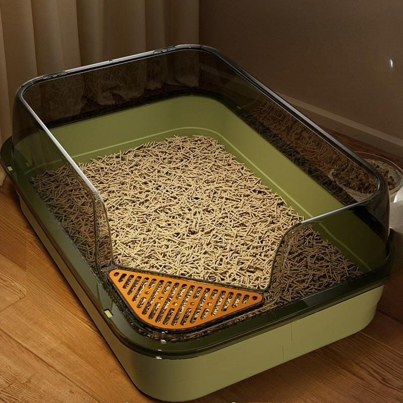 Lieblings-Katzenklo mit Katzenstreuschaufel Katzenklo Übergröße Toilette Spritzwassergeschützt Vollständig offen Katzenklo