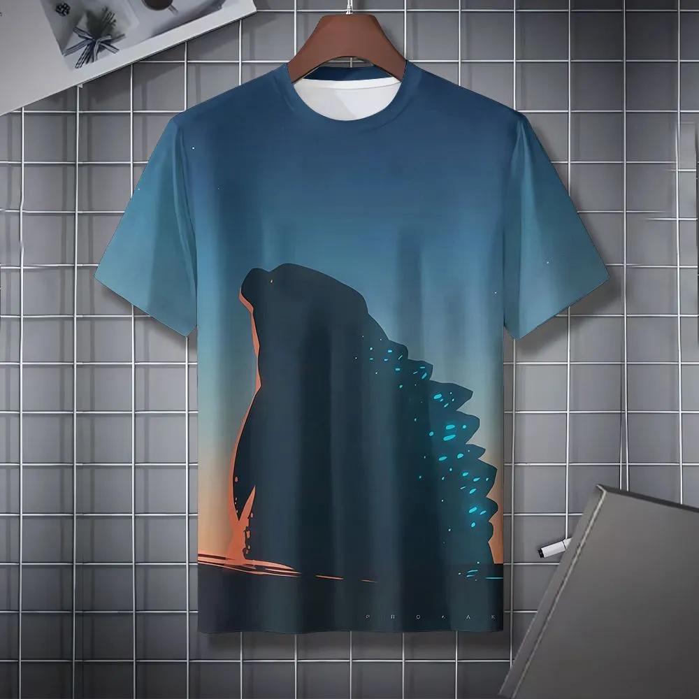 Short Sleeve Cartoon Print T-Shirt Casual Weekend Wear Crew Neck Men and Teens Vacation Resorts Spring/Summer/Fall