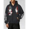 Y2K Gothic Dark Comic Style Printed Zipper Hoodie, a Fashionable Street Trend Zipper Hoodie Suitable for Casual Occasions
