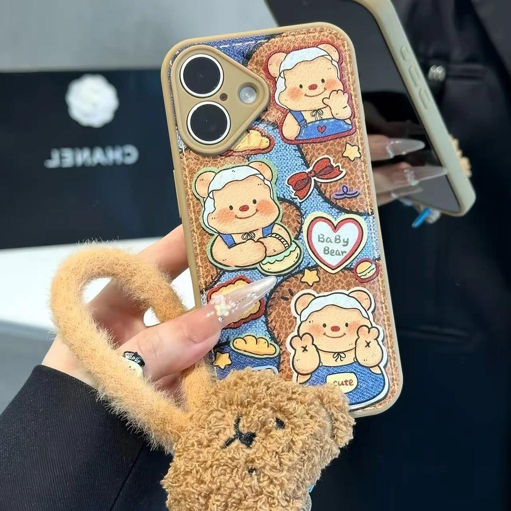Cartoon Butter Toast Bear Applicable Apple 17Promax Mobile Phone Case IP16 Drum Air Cushion 15 Internet celebrities 14 Soft